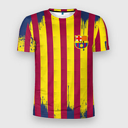 Футболка спортивная мужская Полосатые цвета футбольного клуба Барселона, цвет: 3D-принт