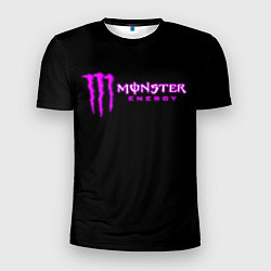 Мужская спорт-футболка Monster energy фиолетовый логотип