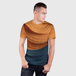 Футболка спортивная мужская Оранжевая и синяя абстракция, цвет: 3D-принт — фото 2