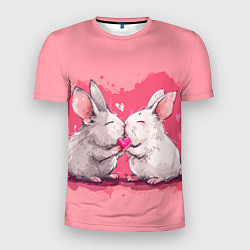 Мужская спорт-футболка Милые влюбленные кролики