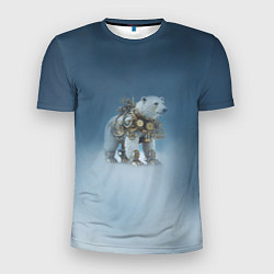 Мужская спорт-футболка Белый северный медведь в стиле стимпанк