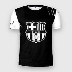 Футболка спортивная мужская Barcelona белые краски текстура, цвет: 3D-принт