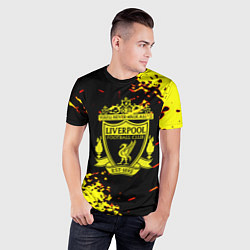 Футболка спортивная мужская Liverpool жёлтые краски текстура, цвет: 3D-принт — фото 2