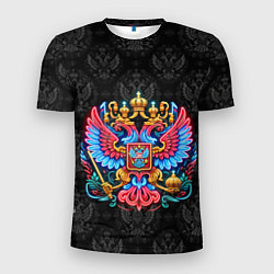 Мужская спорт-футболка Разноцветный герб России