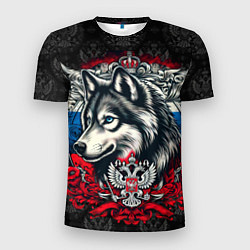 Мужская спорт-футболка Русский волк и герб России