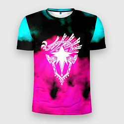 Мужская спорт-футболка Монстр хантер неоновые фон