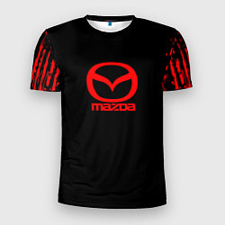 Футболка спортивная мужская Mazda краски красные штрихи, цвет: 3D-принт