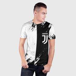 Футболка спортивная мужская Juventus краски чёрнобелые, цвет: 3D-принт — фото 2