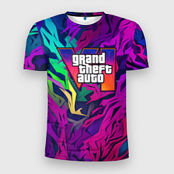 Мужская спорт-футболка Gta лого фиолетовый камуфляж