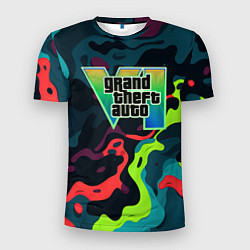 Мужская спорт-футболка Gta лого кислотный камуфляж
