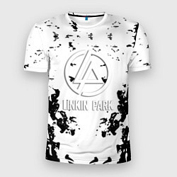 Мужская спорт-футболка Linkin park краски лого чёрно белый