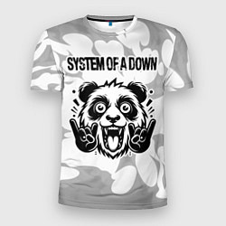 Мужская спорт-футболка System of a Down рок панда на светлом фоне