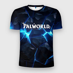 Мужская спорт-футболка Palworld logo blue ice