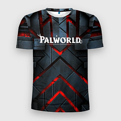 Мужская спорт-футболка Palworld logo камни и красный свет