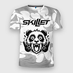 Мужская спорт-футболка Skillet рок панда на светлом фоне