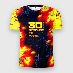 Футболка спортивная мужская Thirty Seconds to Mars огненное лого, цвет: 3D-принт