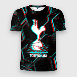 Мужская спорт-футболка Tottenham FC в стиле glitch на темном фоне