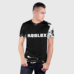 Футболка спортивная мужская Roblox текстура краски белые, цвет: 3D-принт — фото 2