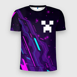 Футболка спортивная мужская Minecraft neon gaming, цвет: 3D-принт
