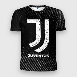 Мужская спорт-футболка Juventus с потертостями на темном фоне