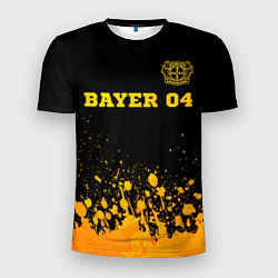 Мужская спорт-футболка Bayer 04 - gold gradient посередине