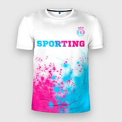 Мужская спорт-футболка Sporting neon gradient style посередине