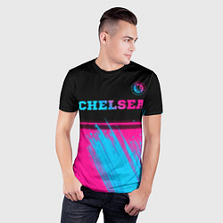 Футболка спортивная мужская Chelsea - neon gradient посередине, цвет: 3D-принт — фото 2
