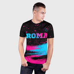 Футболка спортивная мужская Roma - neon gradient посередине, цвет: 3D-принт — фото 2