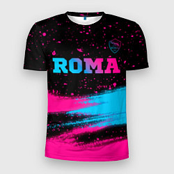 Мужская спорт-футболка Roma - neon gradient посередине