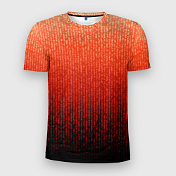Футболка спортивная мужская Полосатый градиент оранжево-красный в чёрный, цвет: 3D-принт