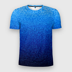 Футболка спортивная мужская Сине-голубой в вертикальную полоску, цвет: 3D-принт