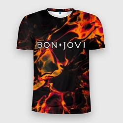 Футболка спортивная мужская Bon Jovi red lava, цвет: 3D-принт