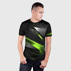 Футболка спортивная мужская Зеленая абстрактная конструкция в стиле nvidia, цвет: 3D-принт — фото 2