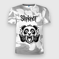 Футболка спортивная мужская Slipknot рок панда на светлом фоне, цвет: 3D-принт