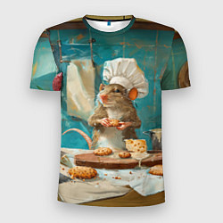 Мужская спорт-футболка Крыса шеф повар на кухне