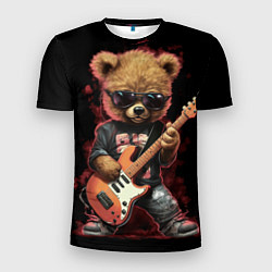 Футболка спортивная мужская Плюшевый медведь музыкант с гитарой, цвет: 3D-принт