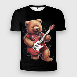 Мужская спорт-футболка Большой плюшевый медведь играет на гитаре