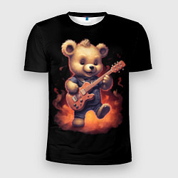 Мужская спорт-футболка Плюшевый медведь играет на гитаре
