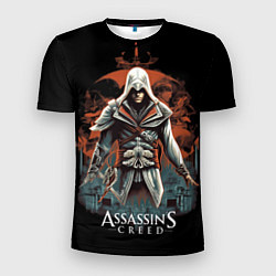 Футболка спортивная мужская Assassins creed абстрактный фон, цвет: 3D-принт