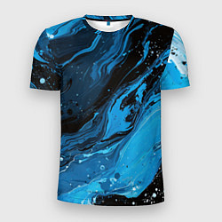Мужская спорт-футболка Черно-синяя абстракция геометрическая