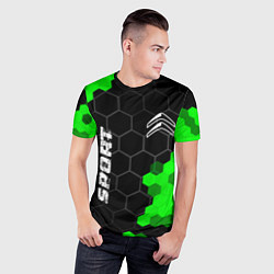 Футболка спортивная мужская Citroen green sport hexagon, цвет: 3D-принт — фото 2