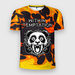 Мужская спорт-футболка Within Temptation рок панда и огонь