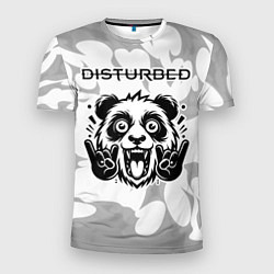 Мужская спорт-футболка Disturbed рок панда на светлом фоне