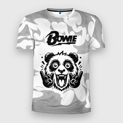 Мужская спорт-футболка David Bowie рок панда на светлом фоне