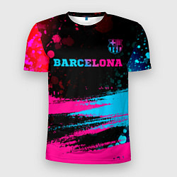 Футболка спортивная мужская Barcelona - neon gradient посередине, цвет: 3D-принт