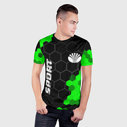 Футболка спортивная мужская Daewoo green sport hexagon, цвет: 3D-принт — фото 2
