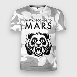 Мужская спорт-футболка Thirty Seconds to Mars рок панда на светлом фоне