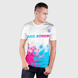 Футболка спортивная мужская AEK Athens neon gradient style посередине, цвет: 3D-принт — фото 2