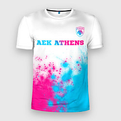 Мужская спорт-футболка AEK Athens neon gradient style посередине