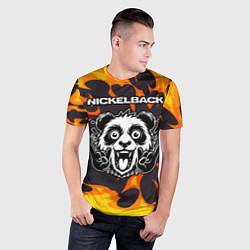 Футболка спортивная мужская Nickelback рок панда и огонь, цвет: 3D-принт — фото 2